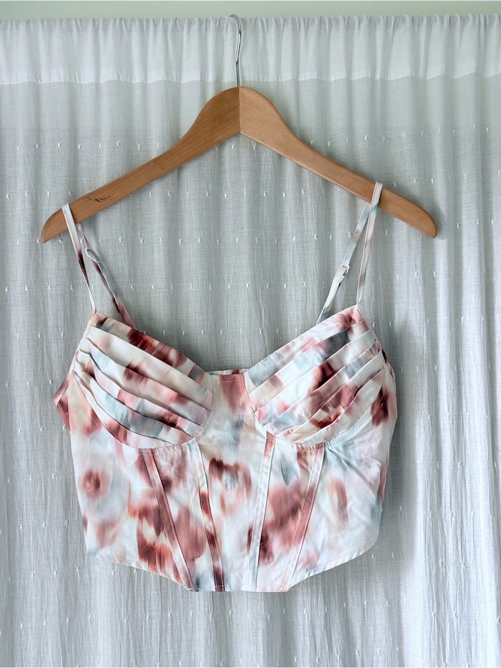SHEIN White & Pink Tie-Dye Bustier Cami